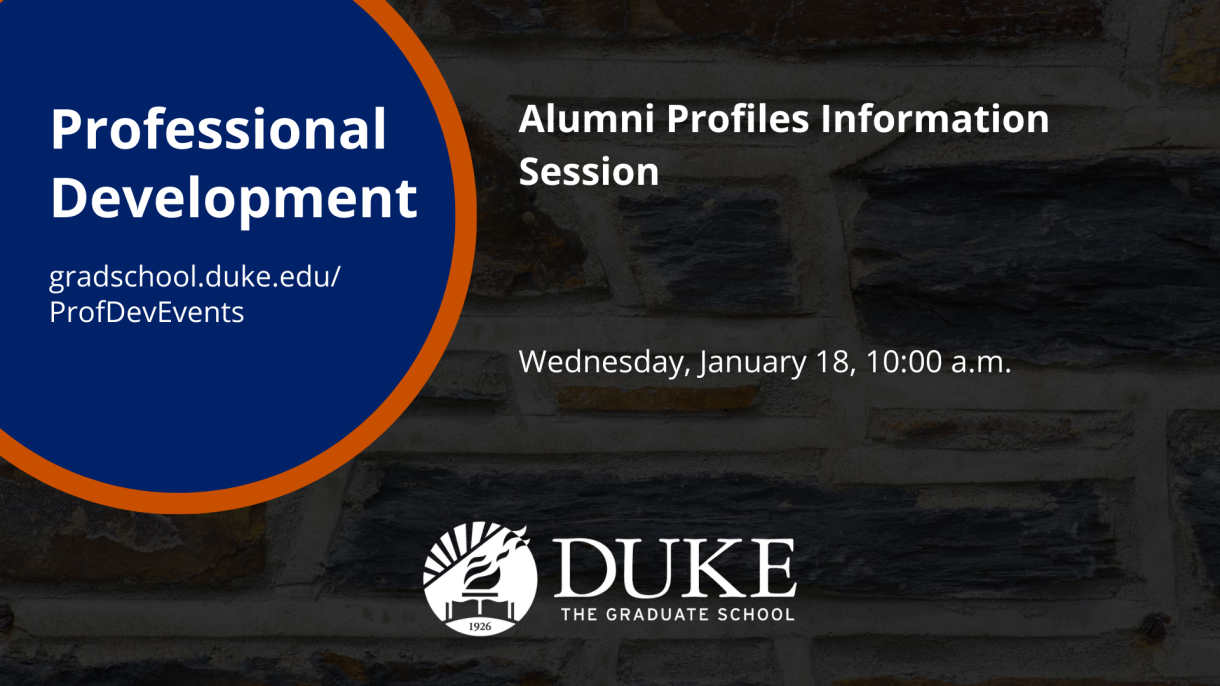 A graphic for the "Alumni Profiles Information Session" event on January 18.
