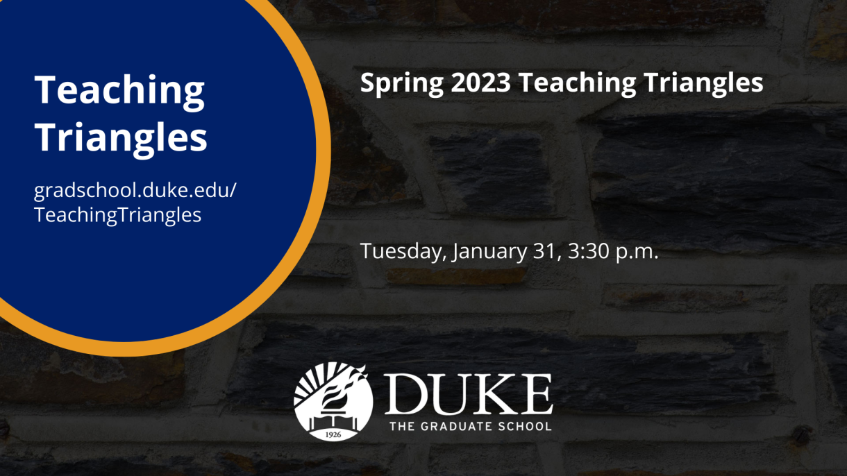 A graphic for the "Spring 2023 Teaching Triangles" on January 31, 2023.