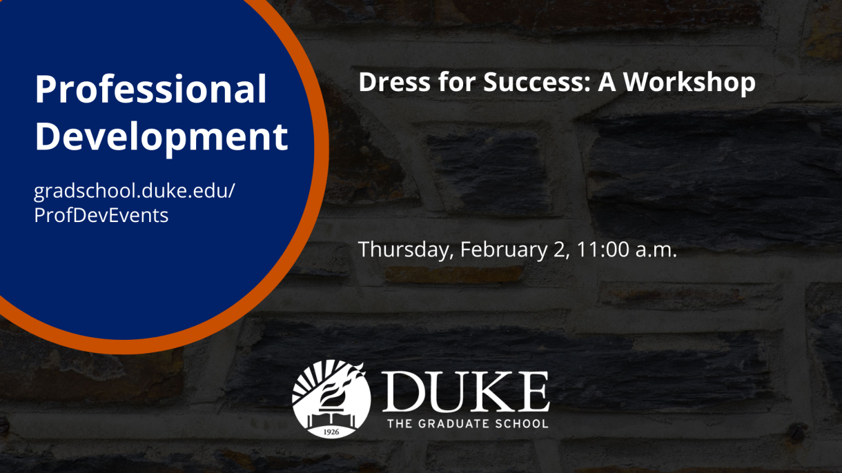 A graphic for the "Dress for Success: A Workshop" event on February 2, 2023.