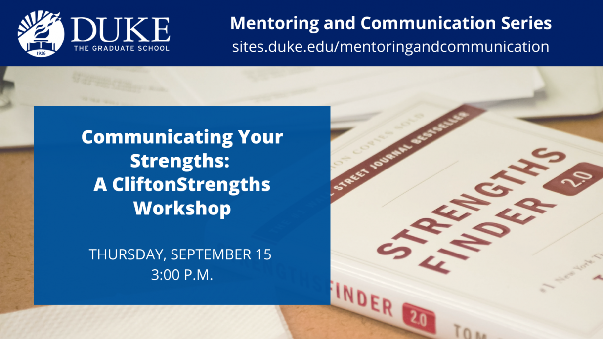 Communicating Your Strengths: A CliftonStrengths workshop, September 15 at 3:00 pm