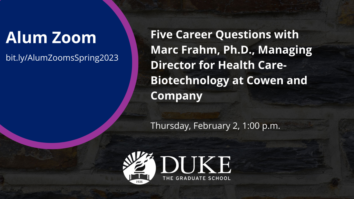 Five Career Questions with Dr. Marc Frahm, February 2 at 1:00 pm