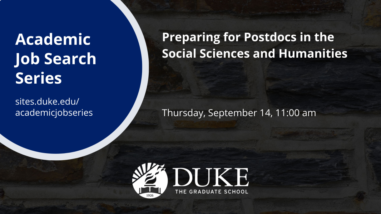Preparing for Postdocs in the Social Sciences and Humanities, September 14, 11:00 am