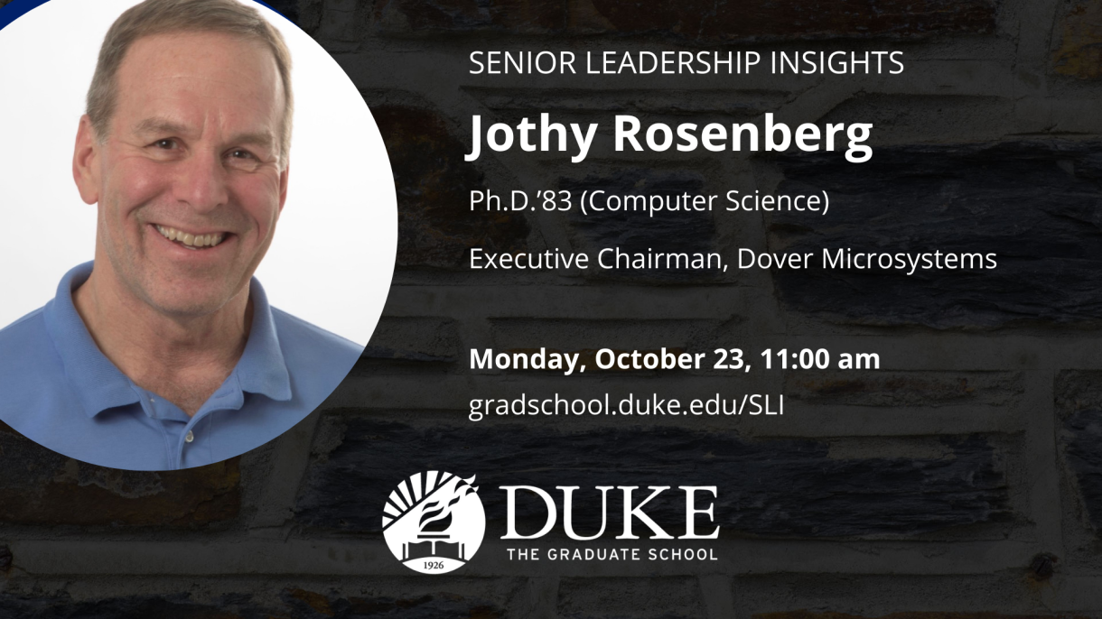 Senior Leadership Insights with Jothy Rosenberg, PhD, Monday, October 23, 11:00 am