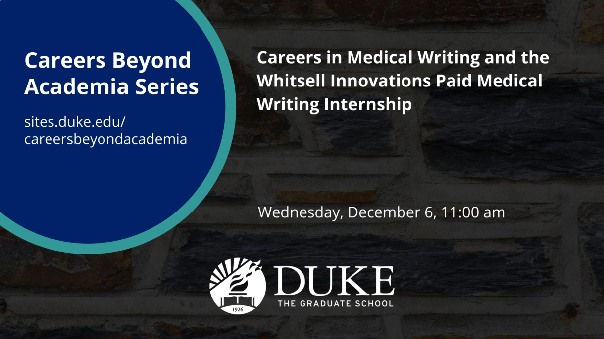 Careers in Medical Writing December 6, 11:00 am