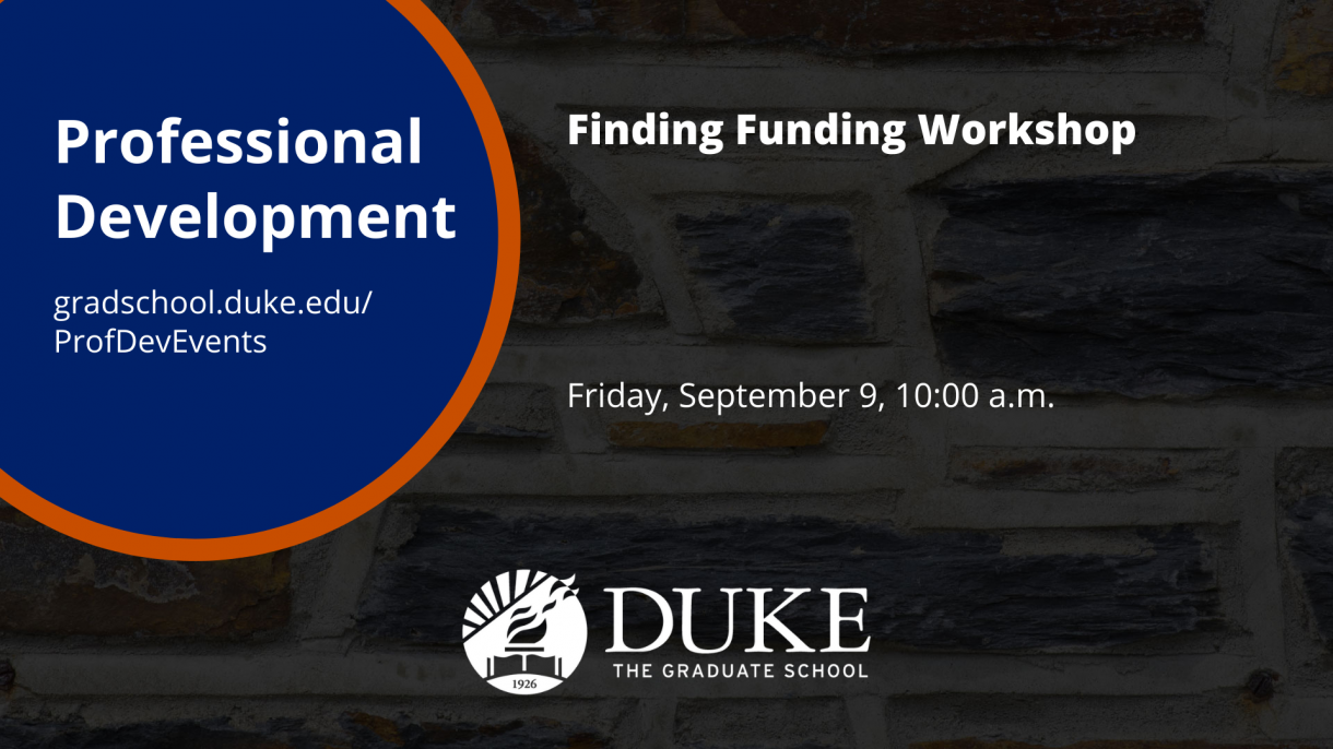 A graphic for the "Finding Funding Workshop" event on September 9, 2022.
