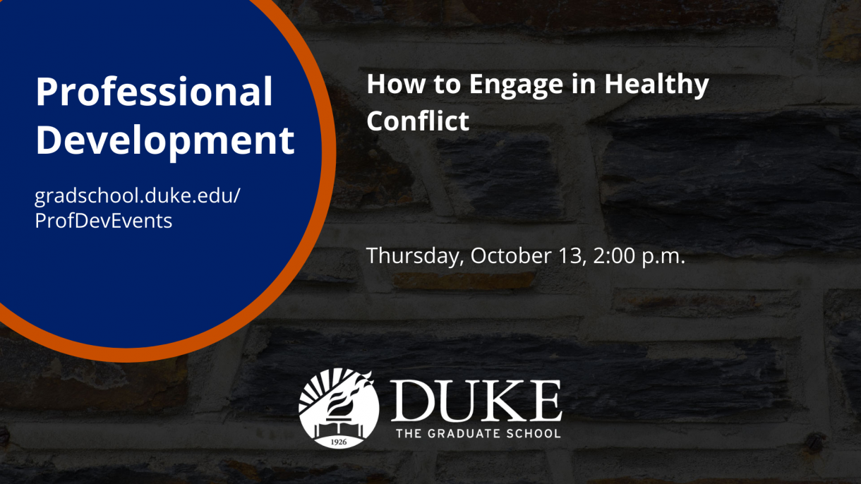 A graphic for the "How to Engage in Healthy Conflict" event on October 13.