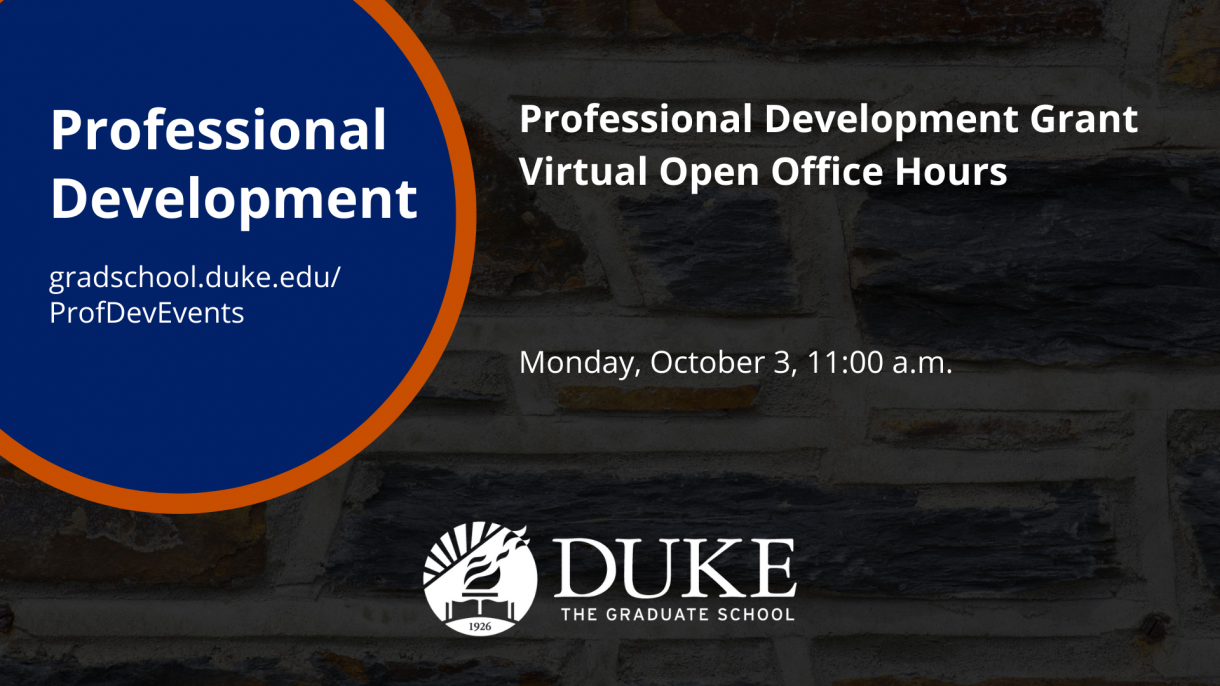 A graphic for the "Professional Development Grant Virtual Open Office Hours" on October 3.