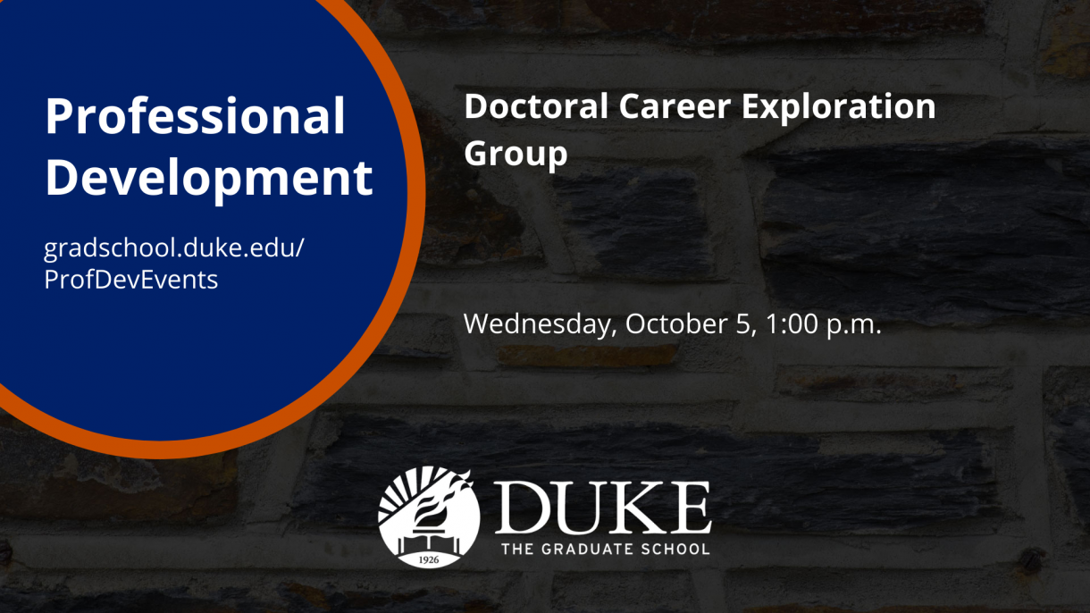 A graphic for the "Doctoral Career Exploration Group" event on October 5.