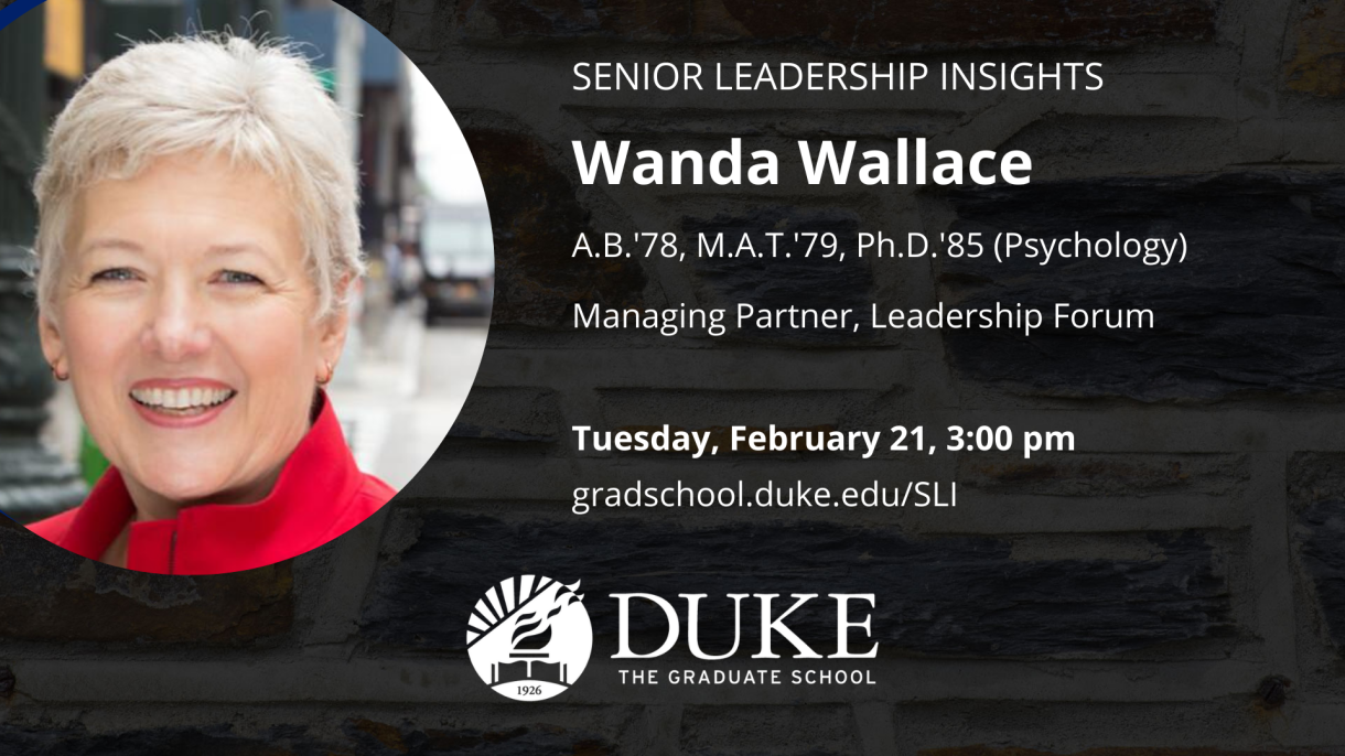 Senior Leadership Insights with Wanda Wallace, PhD, February 21, 3 pm