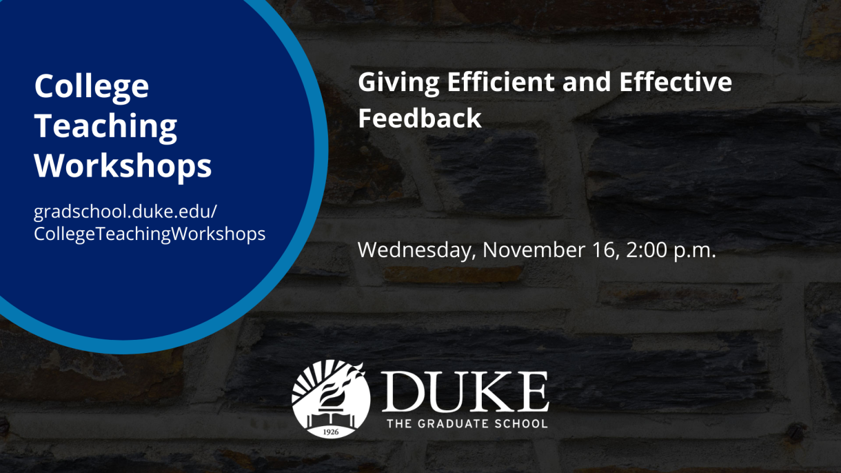 Nov. 16: Giving Efficient and Effective Feedback