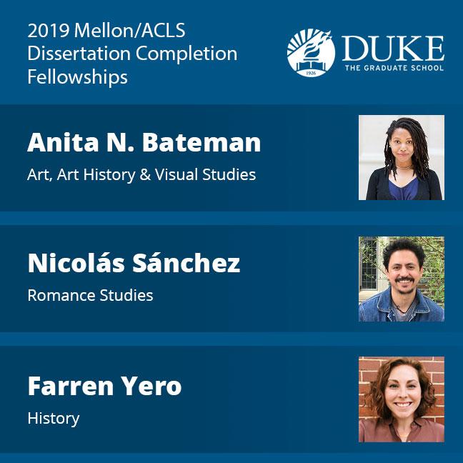 2019 Mellon/ACLS Dissertation Completion Fellows