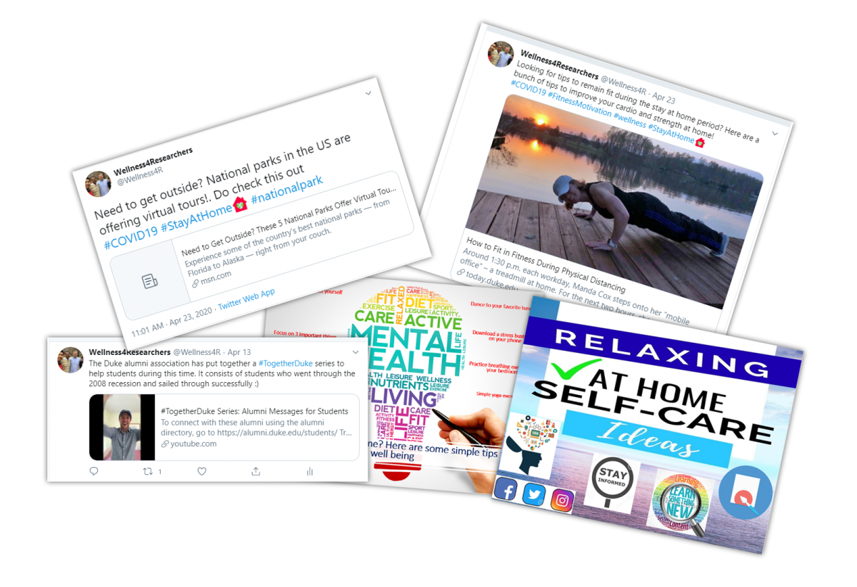 Social media post examples from the Wellness 4 Researchers campaign