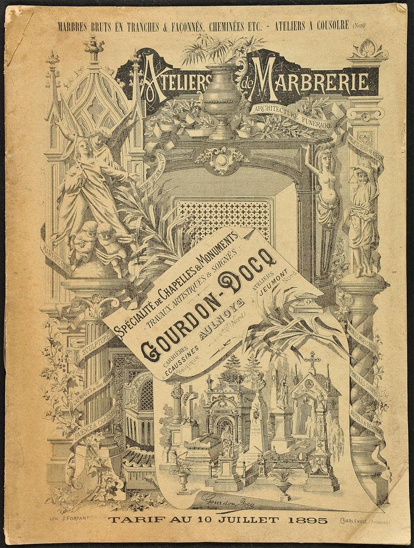 Cover of an 1895 catalogue for funerary monuments in the collection of the Bibliothèque Forney, Paris.