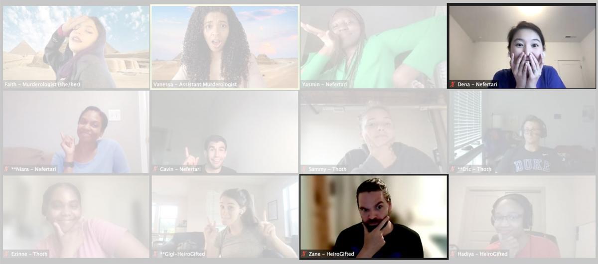 Screenshot of graduate interns and Sloan Scholars at virtual escape room