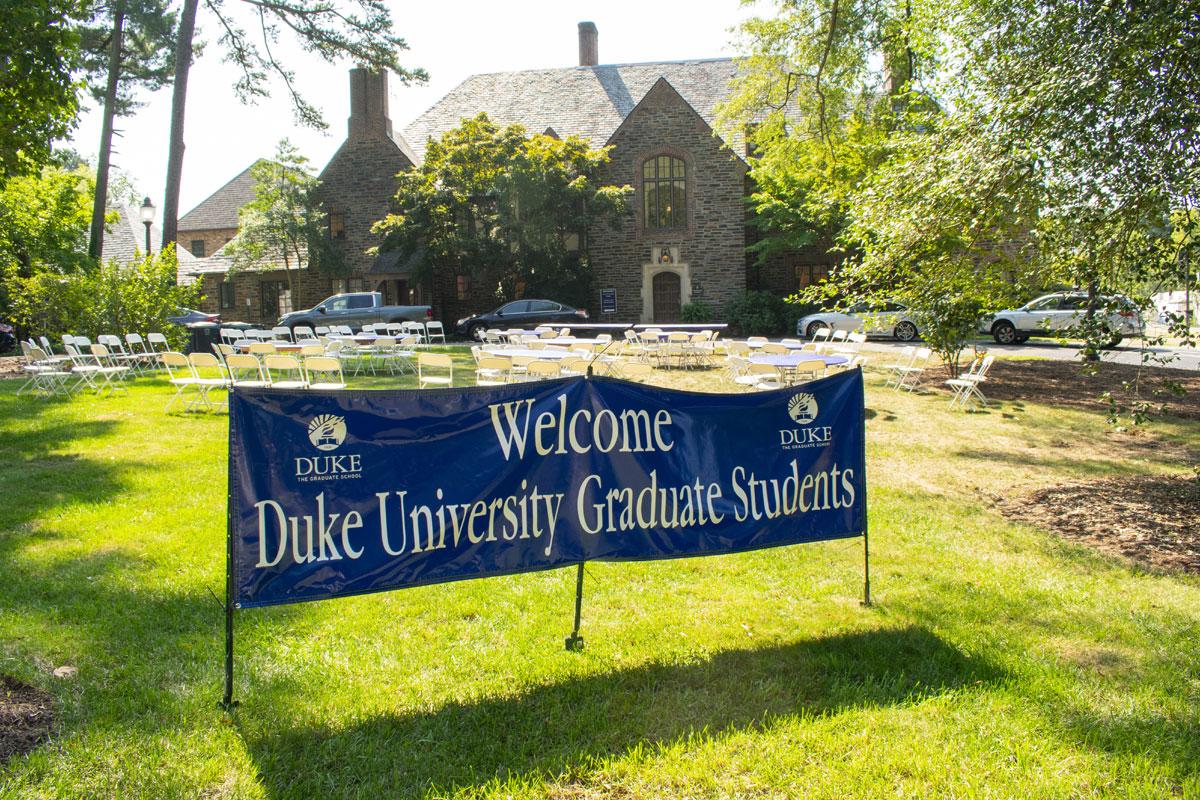 banner saying "Welcome Duke University Graduate Students"