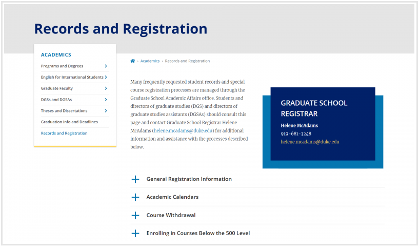 Records and Registration page on TGS website