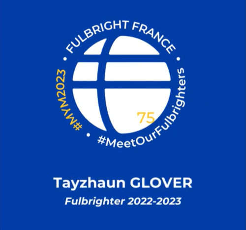 Graphic announcing Tayzhaun Glover as a Fulbrighter 2022-2023