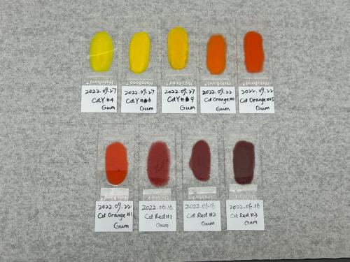  Cadmium-based Pigments Showing A Range of Colors from Yellow to Red