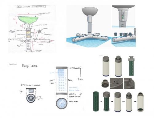 CAD diagrams of water filtration and recycling system