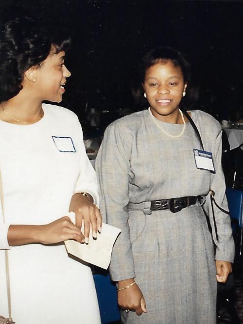 Danielle Ramdath (left) with Jacqueline Looney at a 1989 BGPSA event