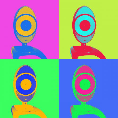 Warhol-style graphic of 4 images of webcams